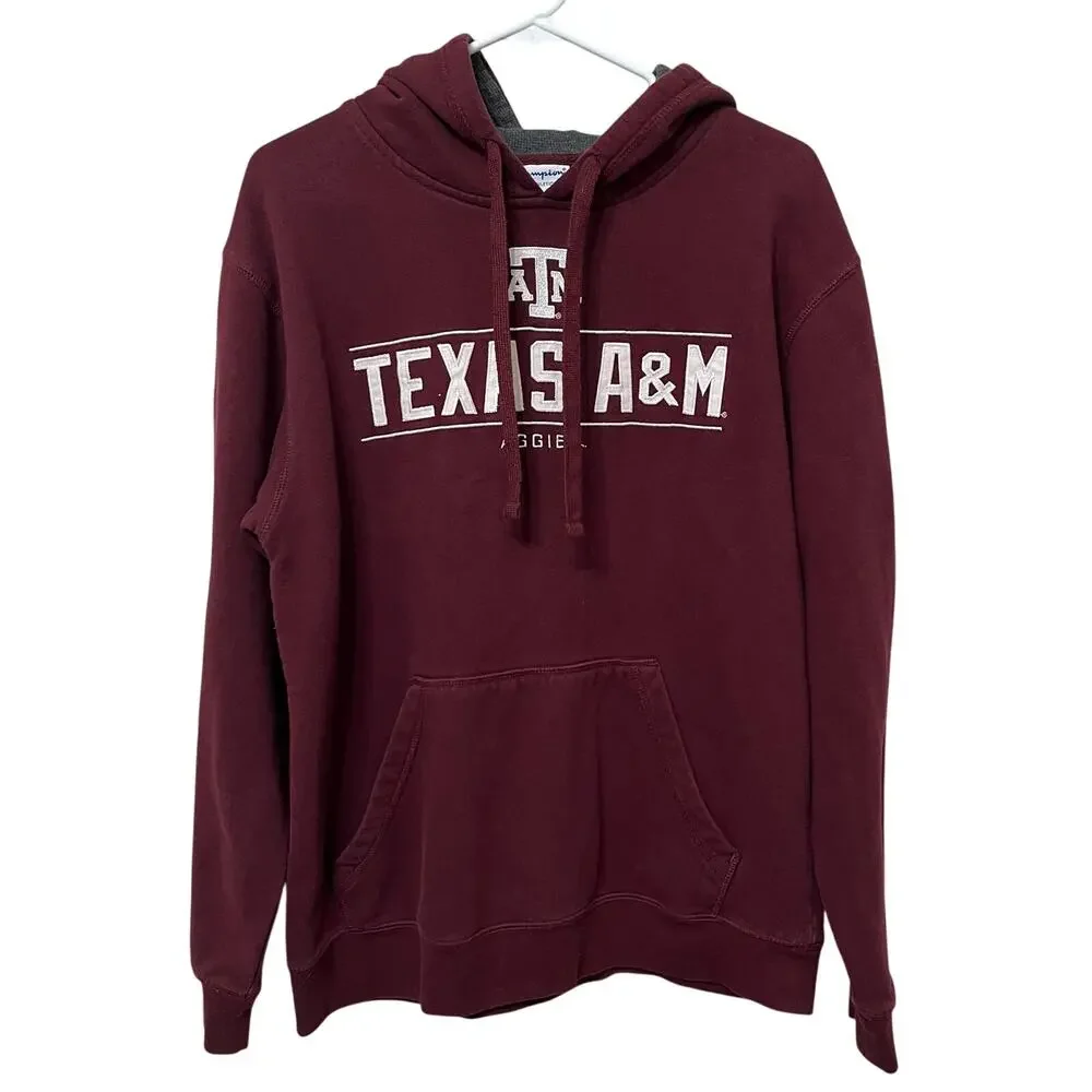 Texas A&M Hooded Sweatshirt‎ Sz Medium Burgundy Classic Academic